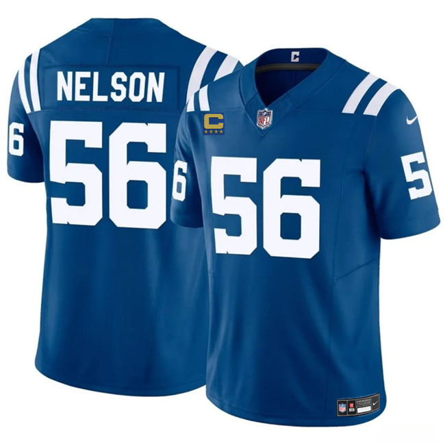 Men's Blue Indianapolis Colts #56 Quenton Nelson 2025 F.U.S.E. With 4-Star C Patch Vapor Limited Stitched Football Jersey